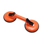 Heavy Duty Aluminum Double Handle Suction Cup Plate Professional Glass Puller/Lifter/Gripper (2 claw Orange)