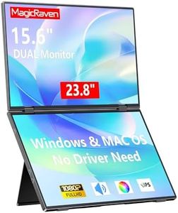 (No Driver Need) MagicRaven Portable Monitor, Dual 15.6" 1080P Triple Laptop Screen Extender, Foldable Computer Monitor, Travel Extended Display for Wins, Mac OS, Android and Linux