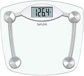 Taylor Digital Bathroom Scale, Highly Accurate Body Weight Scale, Instant On and Off, 400 lb, Sturdy Clear Glass with Chrome Finish Base