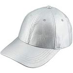 KYEYGWO Unisex Baseball Cap, Adjustable PU Leather Corduroy Sun Protection Sport Hat, Silver