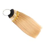 RemeeHi Hair Swatches for Testing Color Hair Color Sample Rings with Gold Silver Buckles Real Human Hair for Salon Hairdressing 30 strands/set Platinum Gold 9°