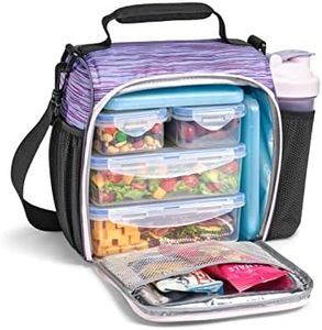 Fit & Fresh Jaxx Meal Prep Lunch Box with Containers, Ice Packs, and Shaker Bottle for Men and Women, 9pc. Meal Prep Kit Lunch Bag with Containers Included