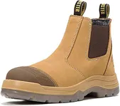 ROCKROOSTER Work Boots for Men, 6 inch Steel Toe, Slip On Safety Oiled Leather Shoes, Breathable, Quick Dry(AK222 Wheat, 5)