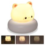 Cat Night Lights for Kids, Dimmable Animal Night Light, Cute Bedside Lamp with Three Brightness Touch Dimming, USB Rechargeable Night Light Kids Cute Kitty lamp for Toddles Bedroom Help Sleep Lights