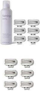 Flamingo Foaming Shave Gel 6.7 oz & 12 Count 5-Blade Razor Refills Bundle