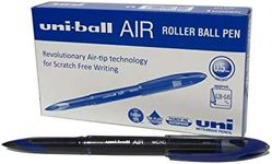 uni-ball UB-188-M Micro Air Rollerball Pens. Premium 0.5mm Nib for Super Smooth Handwriting. Writes Like a Fountain Pen. Fade and Water Resistant Liquid Uni Super Ink. Box of 12 Blue Ballpoint Pens