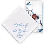 W&F GIFT Wedding Handkerchief - 12" x 12" - Something Blue for Bride on Wedding Day - Mother of the Bride Gifts, Bridal Wedding Hankie - Mom Handkerchief Wedding Gifts for Bride from Daughter - BOL