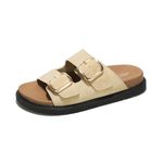 Project Cloud Women's Comfortable Sandals - Leather Insole - Style with 100% Natural Cork Footbed - with Eva Outsole and Adjustable Straps - For Indoor and Outdoor use Ladies sandals (Sharl), Beige, 8