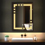 PRINCE ART Rectangle L Dabi Led Mirror Glass for Bathroom Wall - Decorative Home Decor Mirror Glass for Bedroom, Living Room, Drawing Room, Hall, Makeup Room and Wash Basin (Size 12x18 L Dabi)