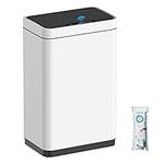 Mbillion Sensor Bin Touchless Kitchen Bin 50L Automatic Motion Sensor Trash Can Stainless Steel Smart Trash Bins with Lid Rectangular Touchless Garbage Bin for Kitchen Bedroom Home Office White