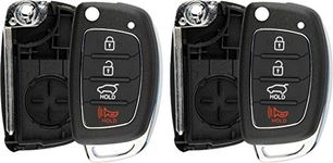 KeylessOption Keyless Entry Remote Flip Key Fob Shell Case Cover Button Pad for Hyundai Sonata Tucson Santa Fe (Pack of 2)