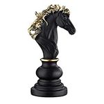 Navaris Chess Statue Decor Piece - 27cm (10.6") Tall Decorative Resin Sculpture - Large Game Figure Decoration Ornament for Home Office Study - Black Knight