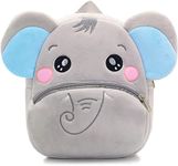 HappyChild Kids Plush Backpack for Boys and Girls, Plush Animal Cartoon Mini Backpack Little kids bags for 2-5 years (NEW 2.O ELEPHANT)