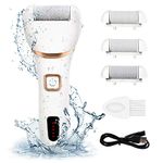 Electric Callus Remover, DIOZO Rechargeable Electronic Feet File Pedicure Foot File Foot Rasp with IPX7 Waterproof Design for Dry Cracked Dead Skin with 3 Roller Heads, 2 Speed