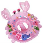 Baby Float 6-12-18-36 Months, Inflatable Baby Swim Ring with Safety Seat | Toddler Swimming Float for 1 2 3 Year Old, Soft Padded Design, Bath & Pool Accessories(Crab - Pink)