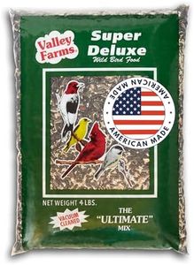 Valley Farms Super Deluxe Wild Bird Food for Outside feeders - 0% fillers - Loads of Sunflower Seed - w/Peanut kernels -Feed More Birds w/Less Seed (4 LBS)