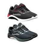 BRUTON Combo Pack of 2 Sport Running Shoes Gym Shoe for Men's & Boy's- Black & Black : Size - 10