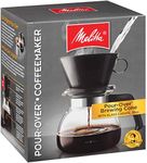 Melitta Pour-Over Coffee Brewer W/ Glass Carafe, Holds 6 - 6 Oz Cups, Black