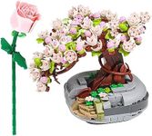 Mini Bricks DIY Cherry Blossom Tree Building Sets 426 PCS, Sakura Bonsai Model Simulation Plant Series Creative Toys, Flowers Birthday Gifts for Adults Women Teens Kids 6+ Years Old, Mini Brick Block