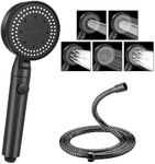 Shower Head and Hose, 5 Mode Water Saving Shower Heads Set, Powerful Handheld Showerhead with Water Stop Botton (Black)