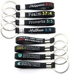 (12-pack) Christian Religious Bible Keychains - Wholesale Bulk Pack of 1 Dozen Silicone Rubber Key Rings with Scriptures for Church, Worship, Baptism, Christmas, Easter Gifts for Teens Men Women