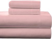 Pointehaven Flannel Deep Pocket Sheet Set with Oversized Flat Sheet, California King, Rose Quartz