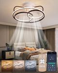 XEMQENER Ceiling Fan with Lights and Remote, Quiet LED Ceiling Fans with Lamps, 50W Dimmable Fan Lighting Reversible with 6 Speeds 2 Timer, Flush Mount Ceiling Fan Light Acrylic for Living Room 50 cm