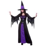 Adult Ladies Spellbound Witch Purple/Black Halloween Fancy Dress Costume (Women: 22-24)