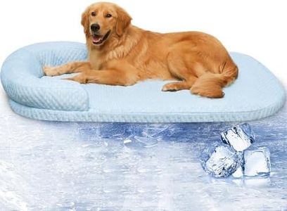 ALANMOND Dog Cooling Mat Memory Foam Cooling Fabric Dog Crate Bed with Pillow, Removable Washable Cover Dog Mattress for Large Medium Dogs and Cats Kennel Pad Pet Bed, 40’‘ x 30�’‘