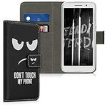 kwmobile Wallet Case Compatible with Alcatel 1 (5.0") Case for Phone - Don't Touch My Phone White/Black