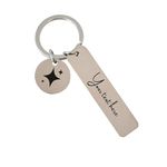 PETSAVIOUR Custom Text Keychain Your Text Here Customized Keyring Engraved Metal Keychain Custom Bar Keychain Personalized Gift For Her (SILVER)