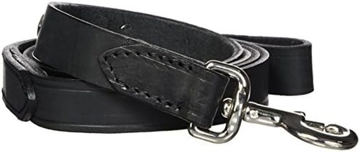 Hamilton 1" x 6' Black Leather Dog Lead with Diamond Pattern