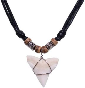 BlueRica Shark Tooth on Adjustable Black Cord Necklace (3U)
