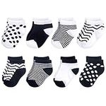 Luvable Friends Baby Basic Socks, Black and White 8Pk, 12-24 Months