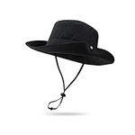 Croogo Waterproof Bucket Sun Hat for Men Women Wide Brim UV Protection Boonie Hat Outdoor Beach Safari Fishing Hat,Black-XT05