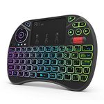 Rii Wireless Keyboard Android TV Keyboard Remote,Touchpad Keyboard with Scroll Button,Handheld Remote,Mini Keyboard with RGB Backlit Rechargeable for Raspberry Pi,KODI,PC,Projector,Smart TV