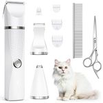 Bautrium Cat Grooming Clippers Kit, Low Noise Cat Shaver for Matted Fur Claw - Paw Trimmer for Dogs with Stainless Steel Scissors Combs & USB-C Charging Cable