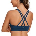 CRZ YOGA Women's Strappy Back Wirefree Padded Workout Yoga Sports Bra French Navy M