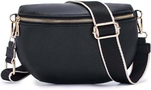 Roulens Crossbody Bag for Women Fashion Waist Packs Soft Vegan PU Leather Belt Bag Large Capacity Shoulder Bag with Adjustable and Removable Wide Strap