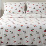 Great Bay Home Christmas Flannel Sheet Set California King Size - 100% Turkish Cotton, Double-Brushed, Winter Bed Sheets - Ultra-Soft, Cozy, 4-Piece Christmas Bedding Set (Outdoor Festive Dogs)