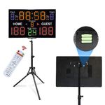 Ousmile Basketball Scoreboard with Stand, 12/14/24/30S Shot Clock Digital Scoreboard with Remote, Portable Battery Powered Electronic Scoreboard, Countdown Timer Clock Score Keeper for Multi-Sport