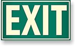 Photoluminescent Exit Sign (Green) / UV Inks on Aluminum | HEAT Resistant | COLD Tolerant | WEATHER Proof. - MADE IN USA -