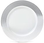 " OCCASIONS " 40 Pieces Chargers pack Wedding Party 12'' Disposable Plastic Charger Plates/Chargers (Diamond White & Silver)