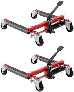 GarveeTech Car Dolly Set of 2, 3,000 LBS Capacity Hydraulic Car Wheel Dolly Jack, Heavy Duty Vehicle Positioning Dolly with Foot Pedal for Tire Auto Repair Moving, Red