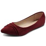 Ollio Women's Shoe Ballet Dress Faux Suede Pleated Pointed Toe Flat red Size: 5.5 UK