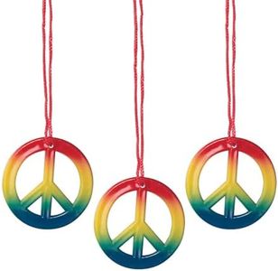 Lot of 48 Rainbow Peace Sign Necklaces Retro 60s 70s Hippie Party Favors