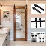 6FT/182cm Sliding Barn Wood Door Hardware Closet Track Kit Single Door, Black J Shape Hanger