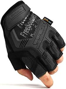 FREE SOLDIER Men's Non-Slip Fingerless Gloves Half Finger Cycling Gloves Outdoor Motorcycle Climbing Hiking Camping Sports Glove (Black, XL)