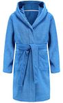 E.W Apparel Boys Girls Bathrobe Soft Towel Hooded Robe 100% Terry cloth Turkish Cotton Bathrobe(Blue,11-12Years)