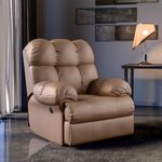 Green Soul Shangri-La| Rocking, Revolving and Recline|Single Seater Electric Recliner Sofa with Oversized Backrest, Premium Comfort and Soft Suede Fabric | Motorized Recliner |3 Years Warranty (Brown)